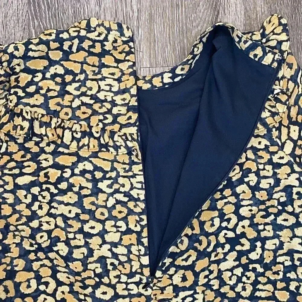 Womens Who What Wear Gold/Brown Patterned Dress - M